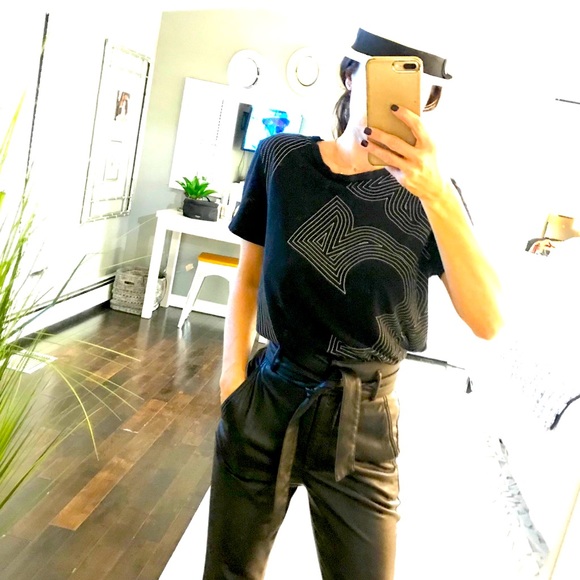 Tory Burch Tops - Tory Burch black logo T-shirt size large